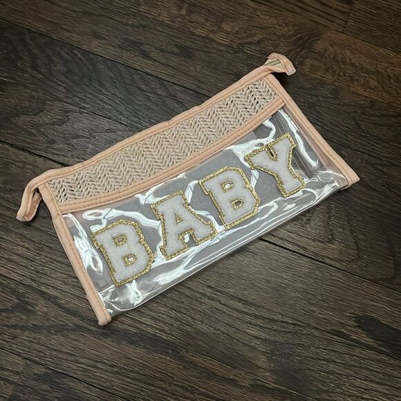 Clear Beige and Gold 'BABY' Pouch - Picture 2 of 4